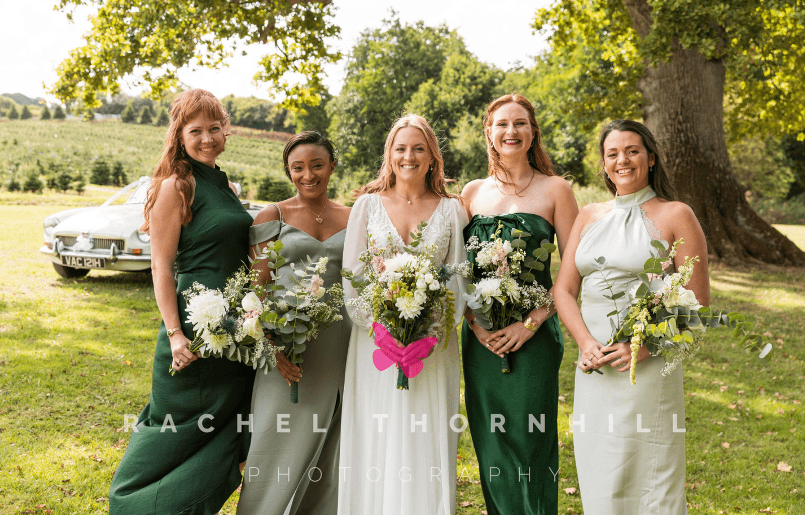 Bride with bridesmaids